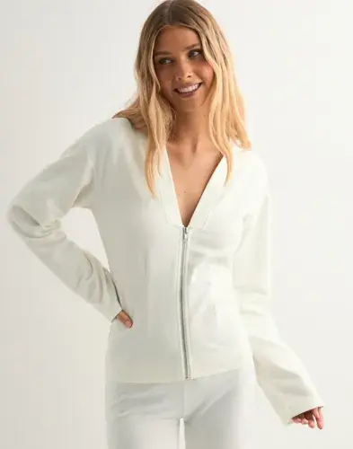 Nelly Nelly - Hvit - Waist Focus Zip Hoodie