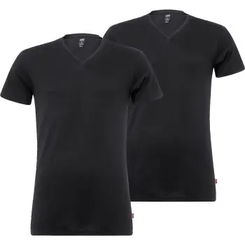 Levi's Levis 2P Base V-Neck T-shirt Svart bomull Medium Herre