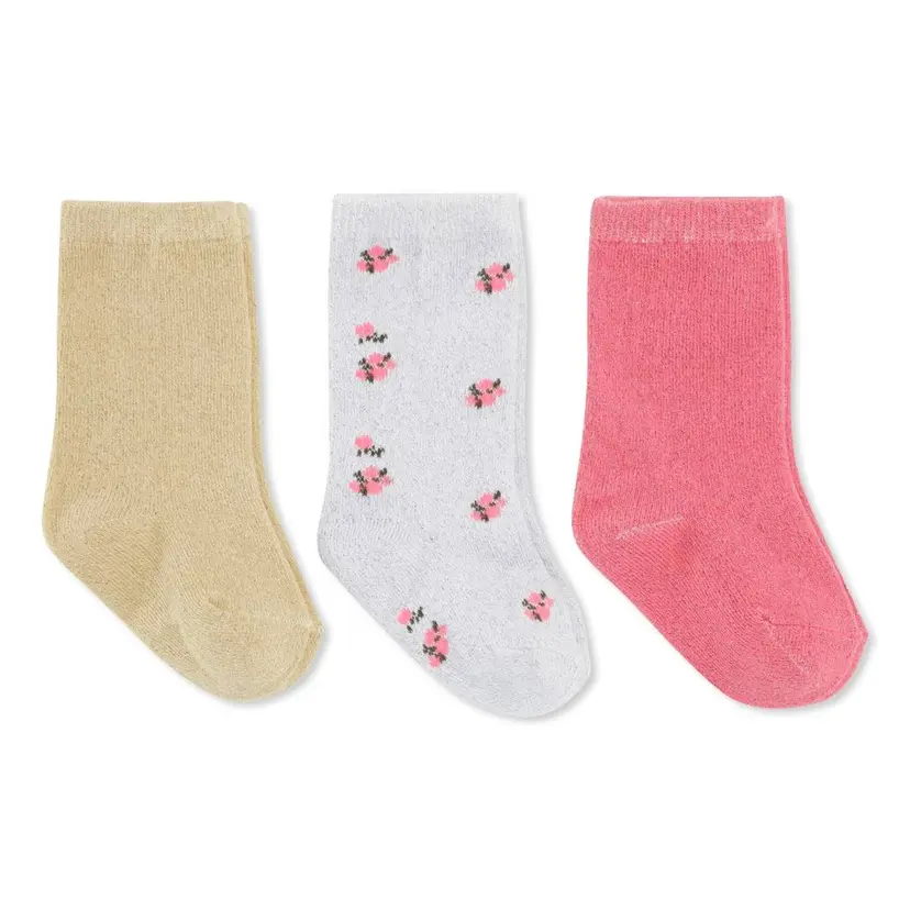 Konges Sløjd Konges Sløjd 3-Pack Jacquard Lurex Socks Strawberry Pink
