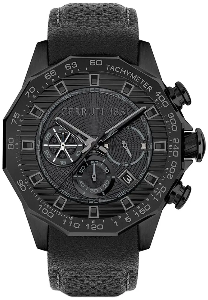 Cerruti Cerruti 1881 Herreklokke CIWGC2114003 Sort/Lær Ø44 mm
