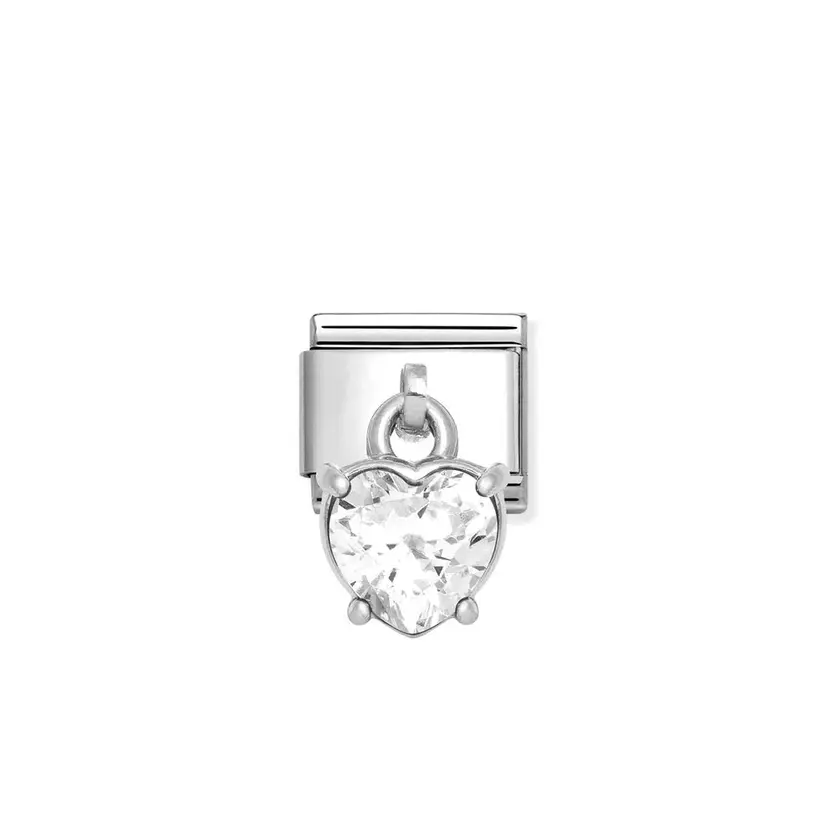 Nomination White Cubic Zirconia Heart Charm