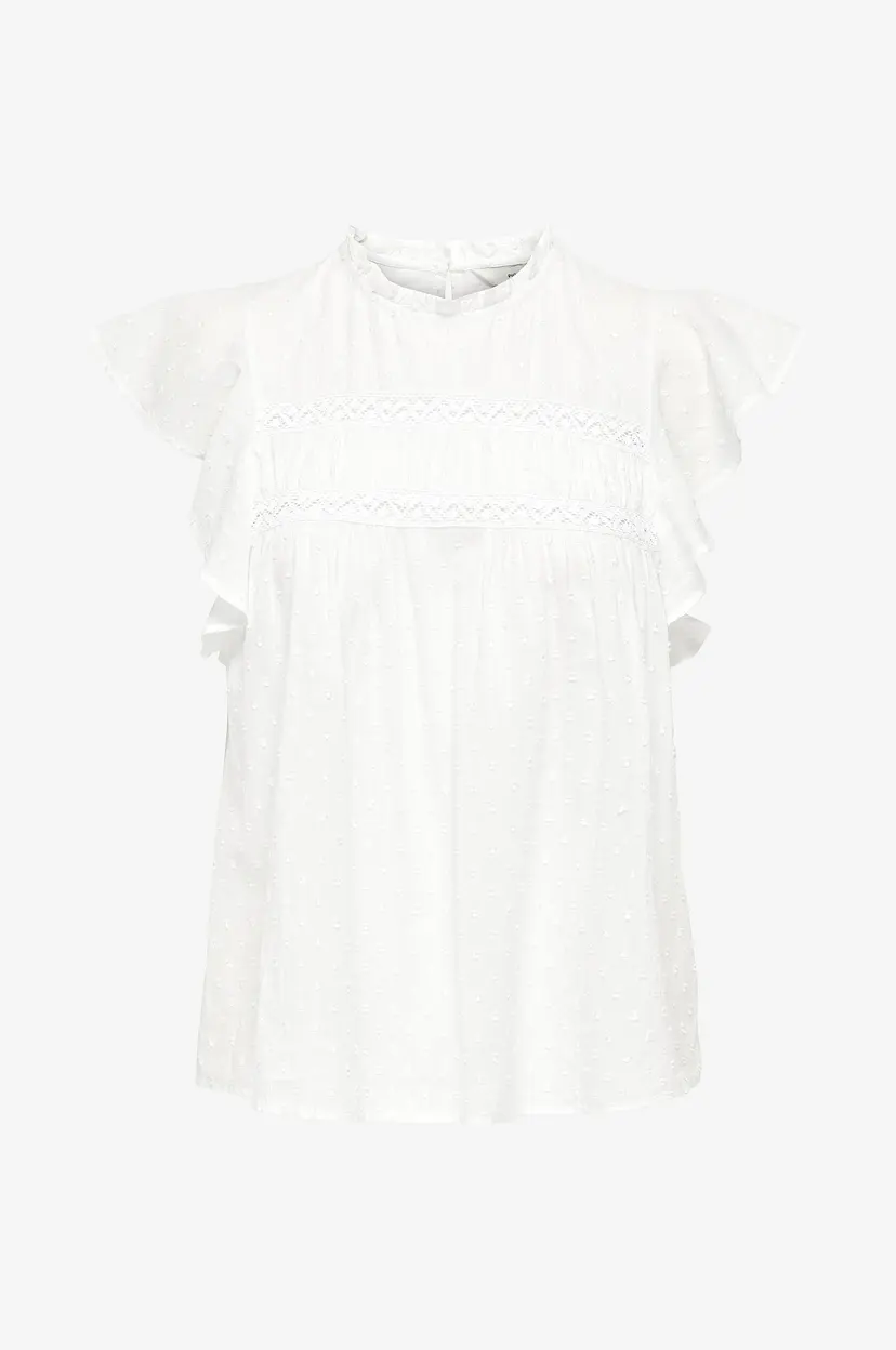 ONLY Bluse onlKatti S/S Dobby Top Wvn - Hvit