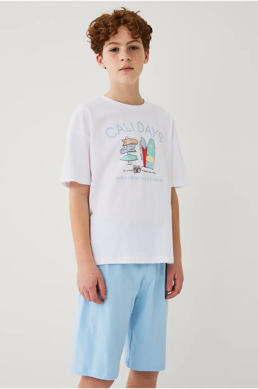 Ellos Collection Pysjsett med t-skjorte og en shorts - Hvit