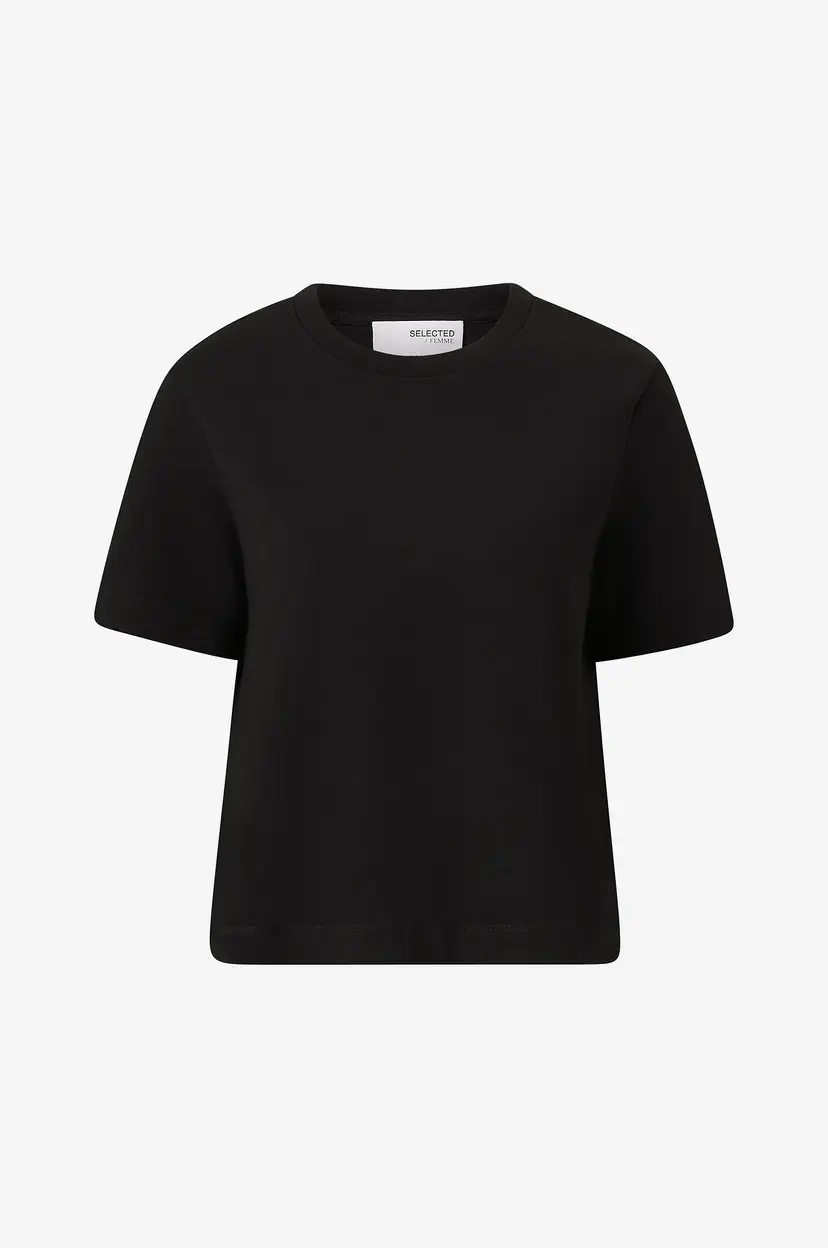 Selected Women T-skjorte slfEssential SS Boxy - Svart