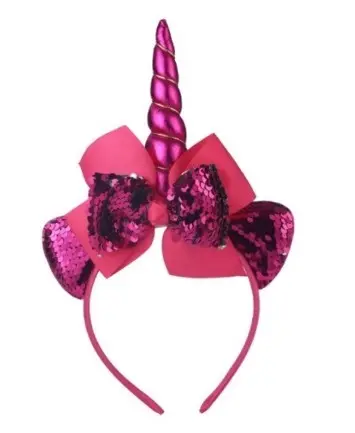 Lili Marleen Enhjørning/unicorn hårbøjle, pink/blå palliet - deluxe vi elsker pynt