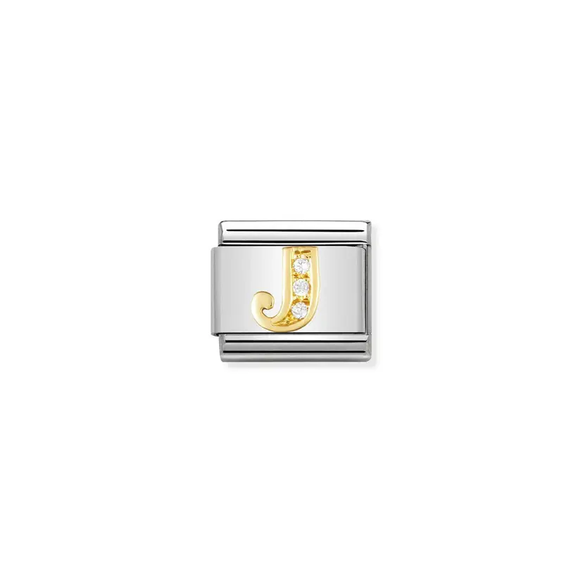 Nomination Cubic Zirconia Letter J Gold