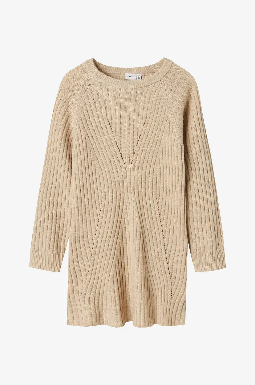 NAME IT Kjole NkfRikine LS Knit Dress PB - Beige