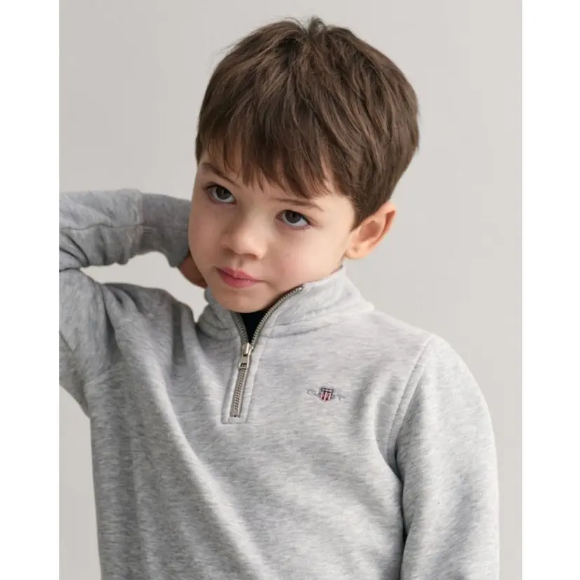 GANT Gant - Genser Shield Half Zip Sweat Light Grey Melange