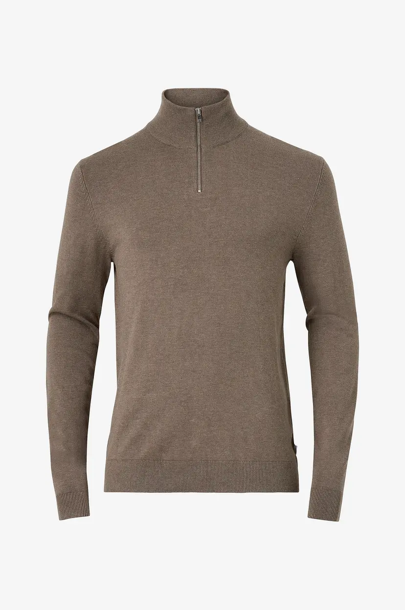 Lindbergh Genser Half Zip Melange Knit - Brun
