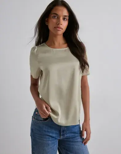 Pieces Pieces - Beige - Pcjessa Ss O-Neck Top Wvn Noos Bc