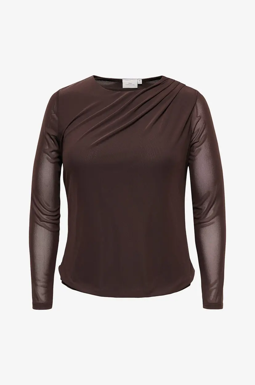 Only Carmakoma Topp Carsara L/S Mesh Top Jrs - Brun