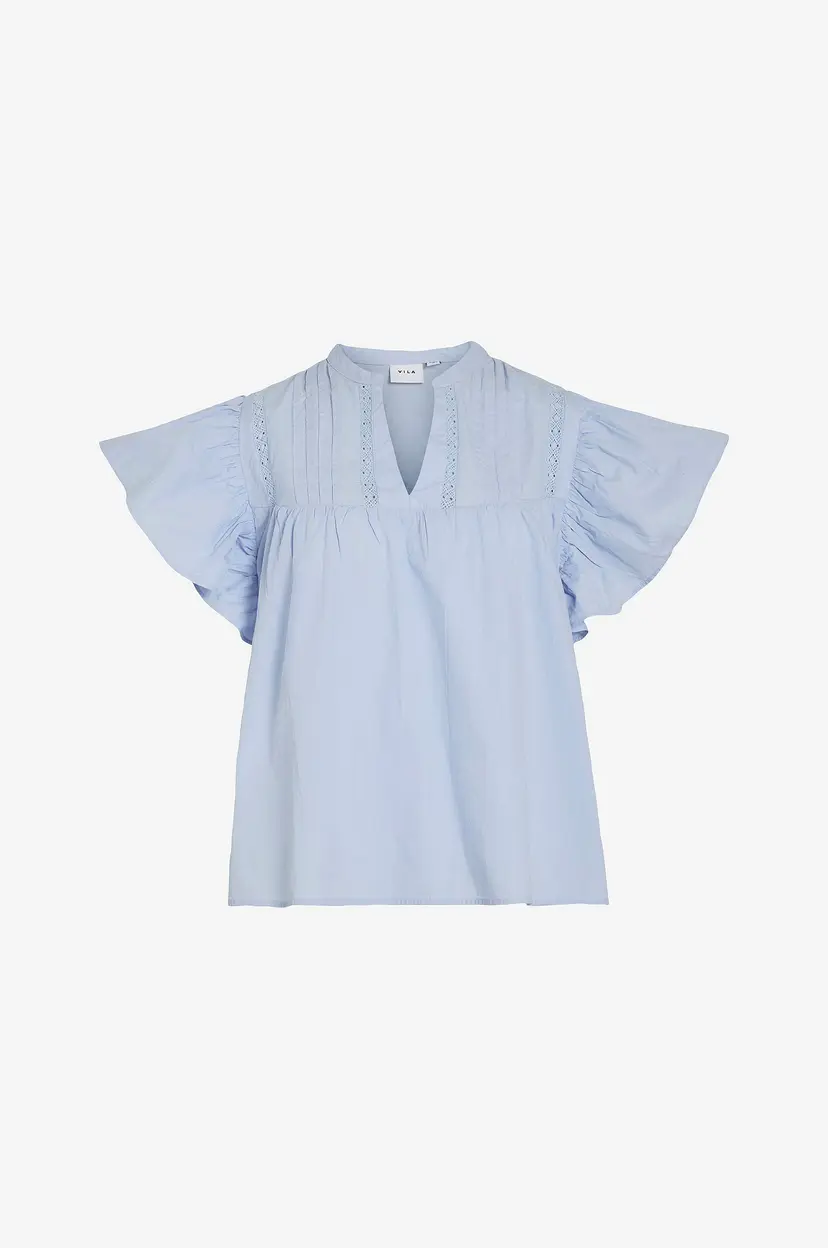 Vila Bluse viLaurel S/S V-neck Top - Blå