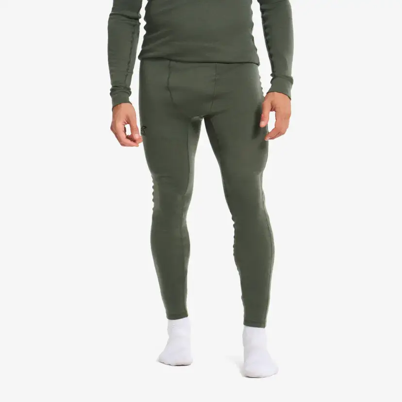 RevolutionRace Route Merino Warm Base Layer Pants Herre Kambaba Green