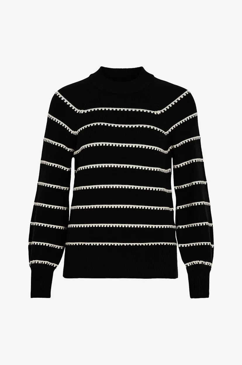 Vila Genser viRil Crew Neck L/S Stripe Knit Top - Svart