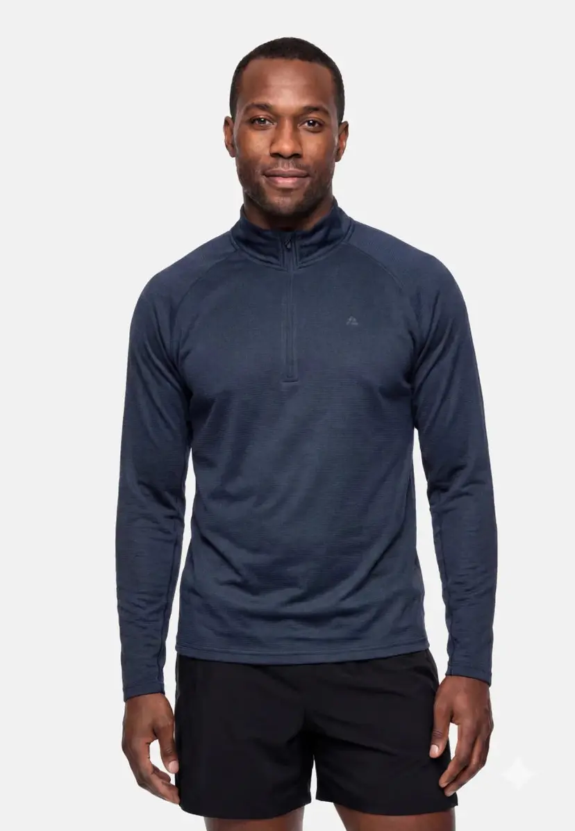 DANISH ENDURANCE DANISH ENDURANCE Mørk Marineblå Half-Zip Trøje for Mænd, Mellemlag til Løb og Udendørs Træning