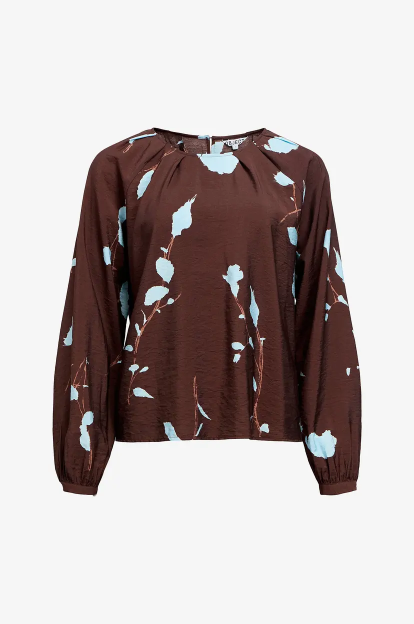 Object Collectors Item Bluse objBrie L/S RE O-neck Top 143 - Brun