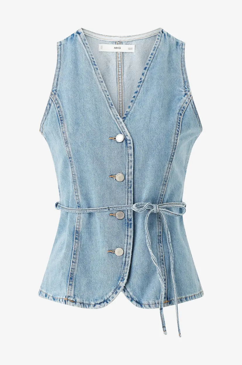 Mango Jeansvest Waistcoat Daphne - Blå