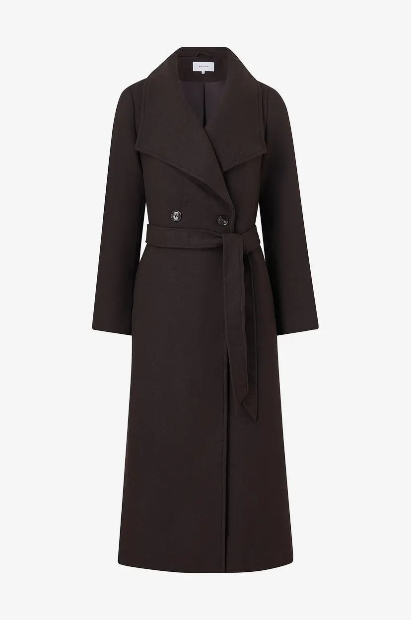 Bubbleroom Kåpe Long Wool Blend Coat - Brun
