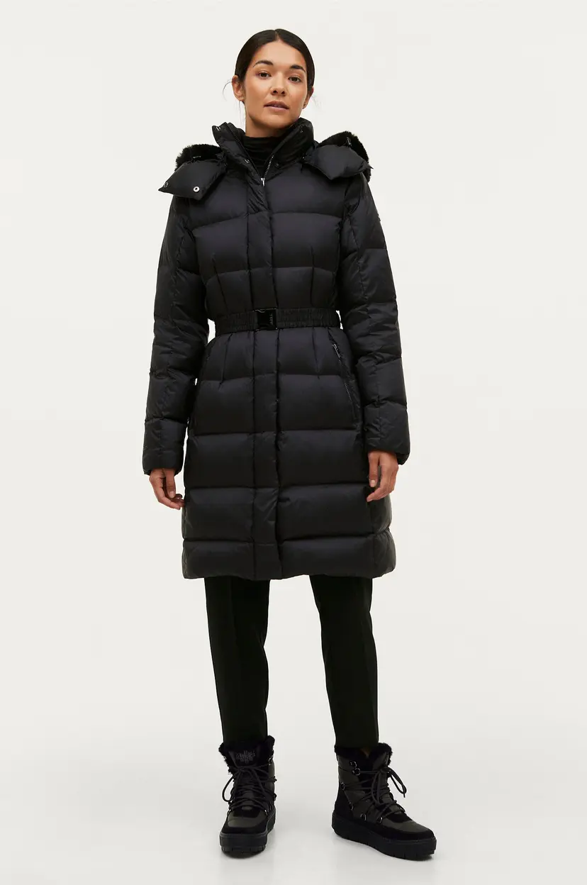 Áhkká Dunkåpe Gold Mid Down Coat Shiny - Svart