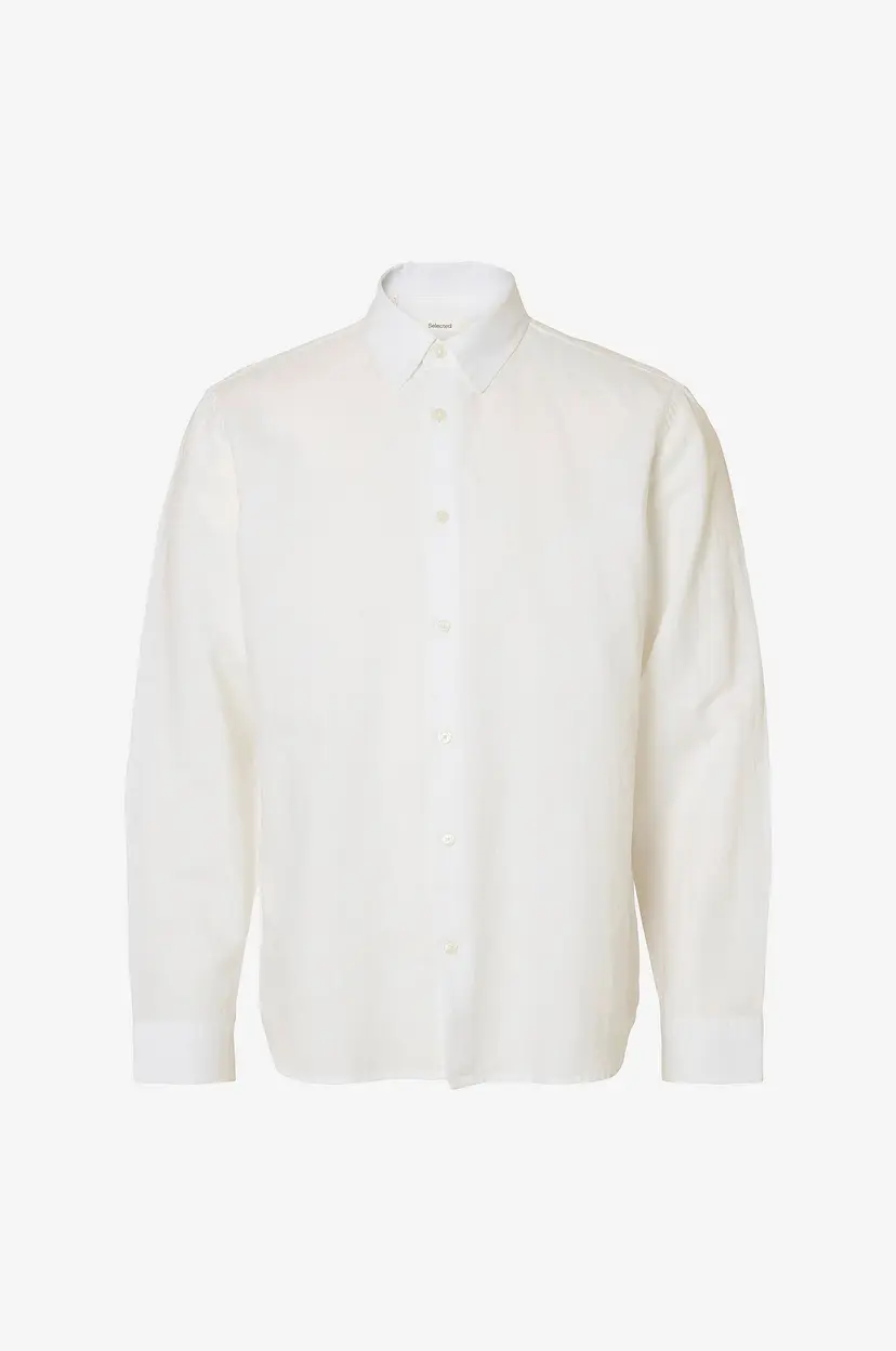 Selected Men Linskjorte slhRegclay Linenblend LS Cla - Hvit