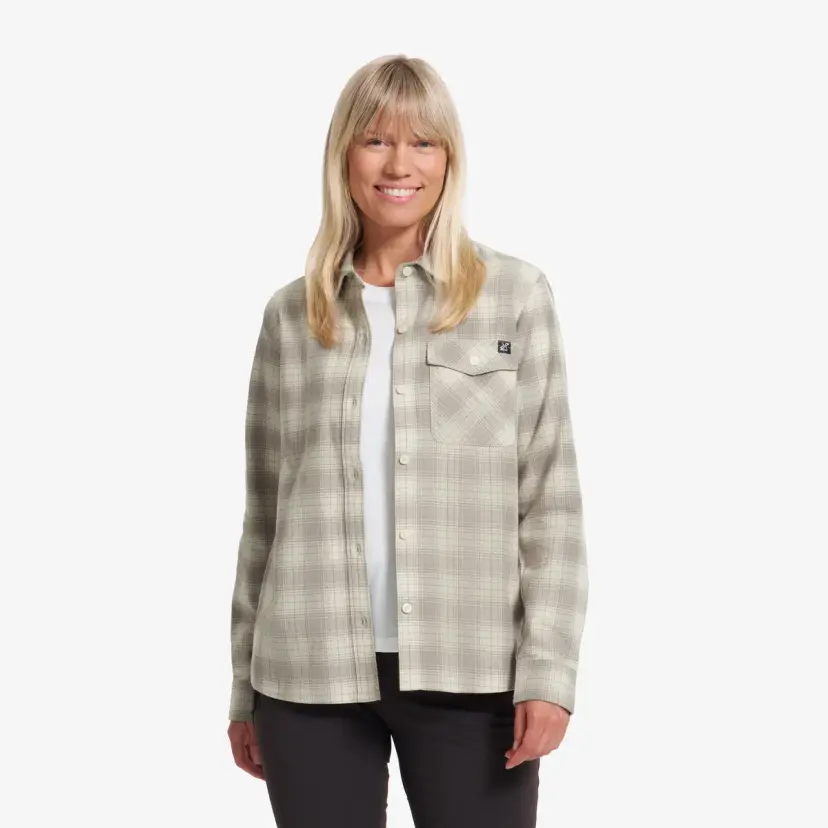 RevolutionRace Bonfire Flannel Shirt Dame Morel/Oatmeal