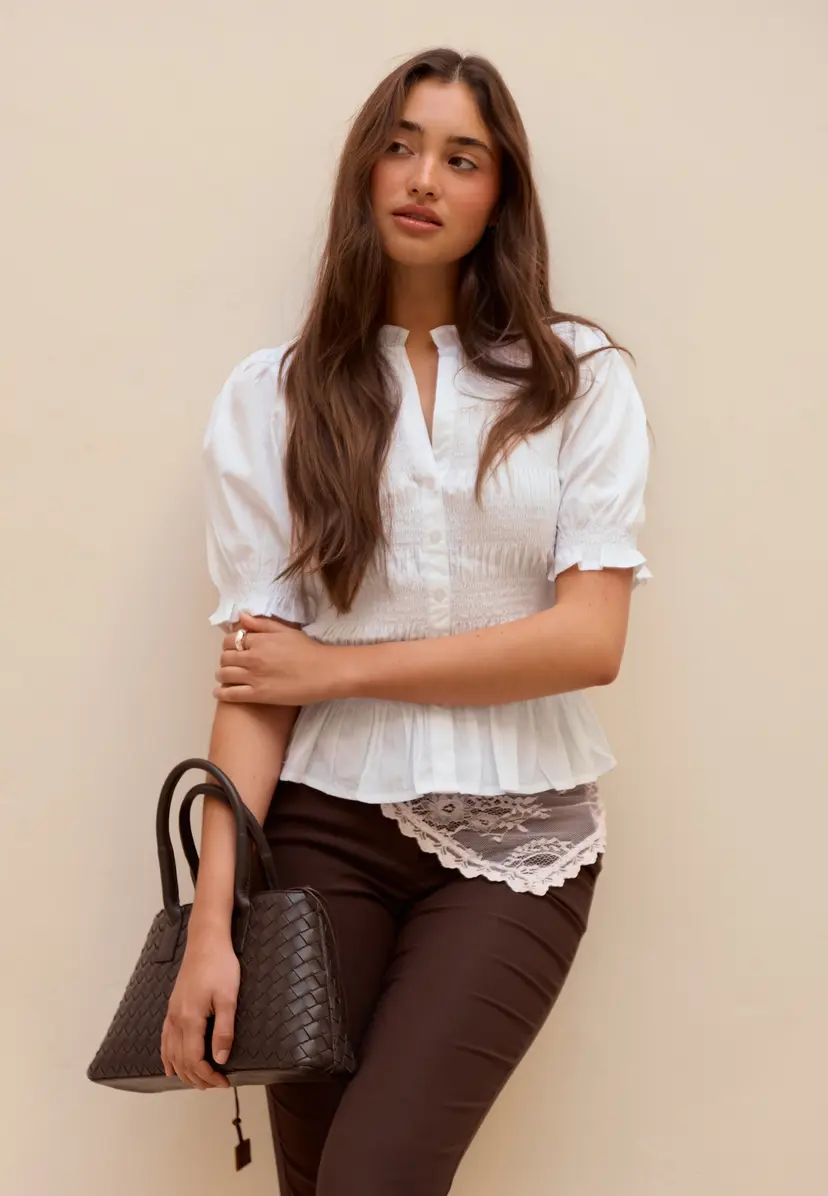 Bubbleroom Short Sleeve Cotton Smock Blouse