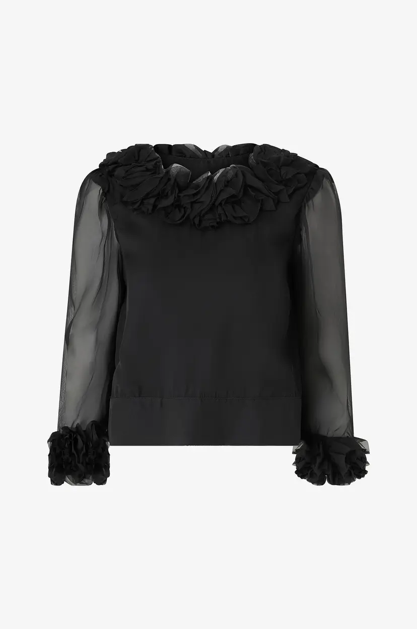 By Timo Bluse Organza Frilly - Svart