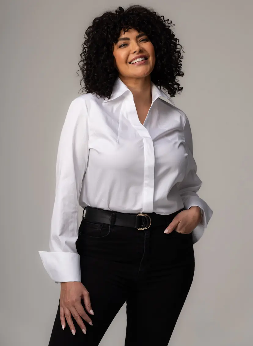 The Shirt Company MADELENA - THE TAILORED - CURVE SHIRT - White, Cotton Poplin