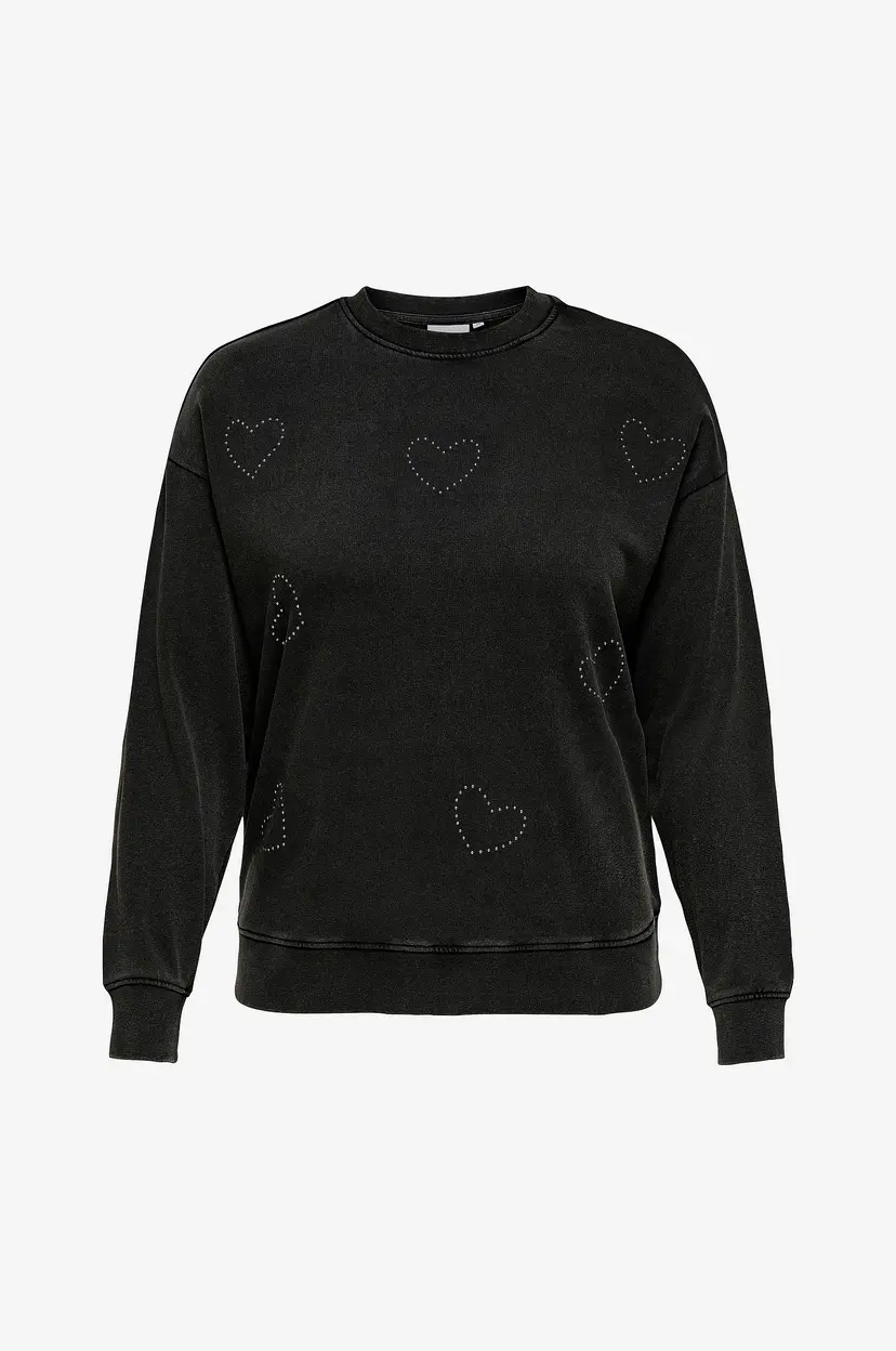 Only Carmakoma Collegegenser carInda L/S O-neck Swt Jrs - Svart