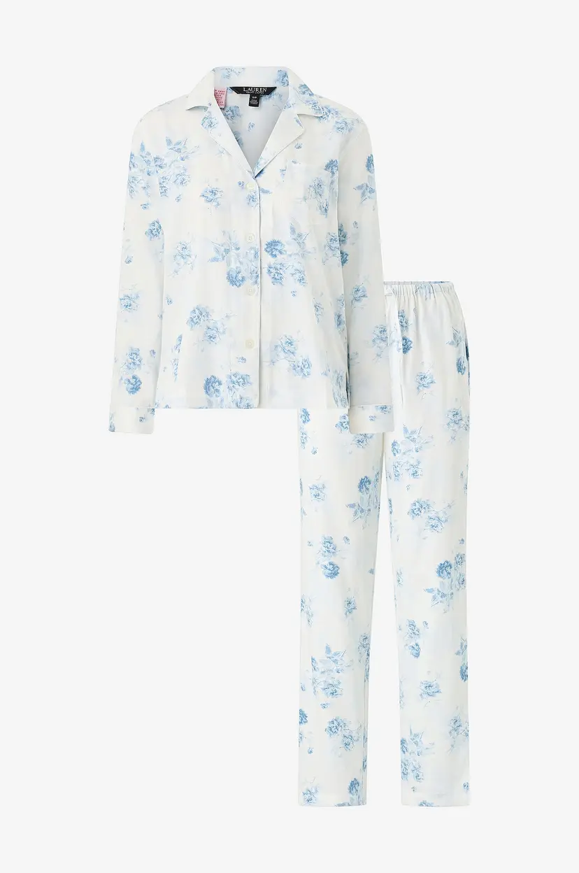 Lauren Ralph Lauren Pysjsett LRL L/s notch collar long pant pj set - Blå