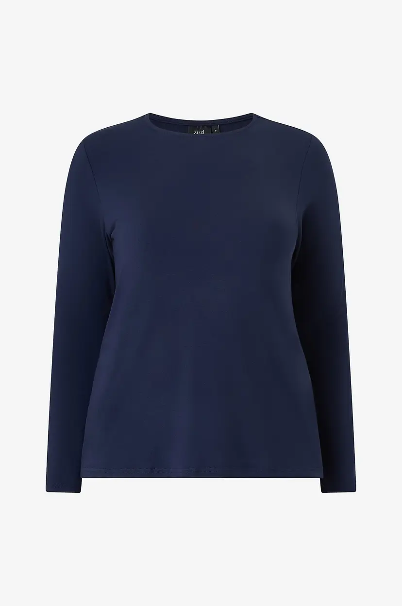 Zizzi Topp Emina, L/S, Blouse - Blå