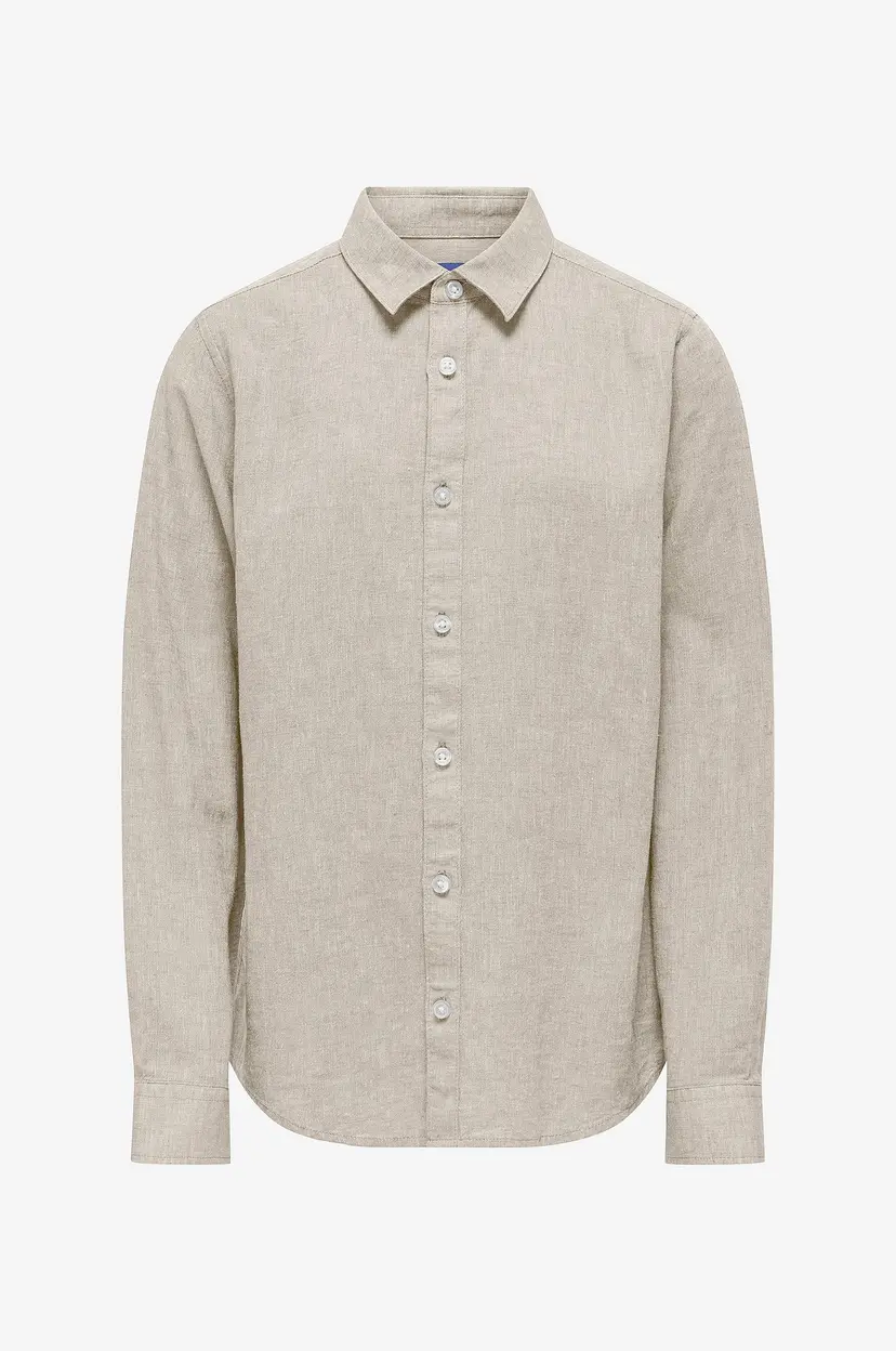 ONLY & SONS JUNIOR Skjorte osjcAiden Life LS Linen - Beige