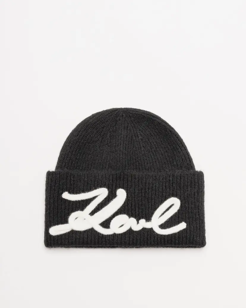 Karl Lagerfeld Karl Lagerfeld K/ Signature Crochet Beanie Black Beanie