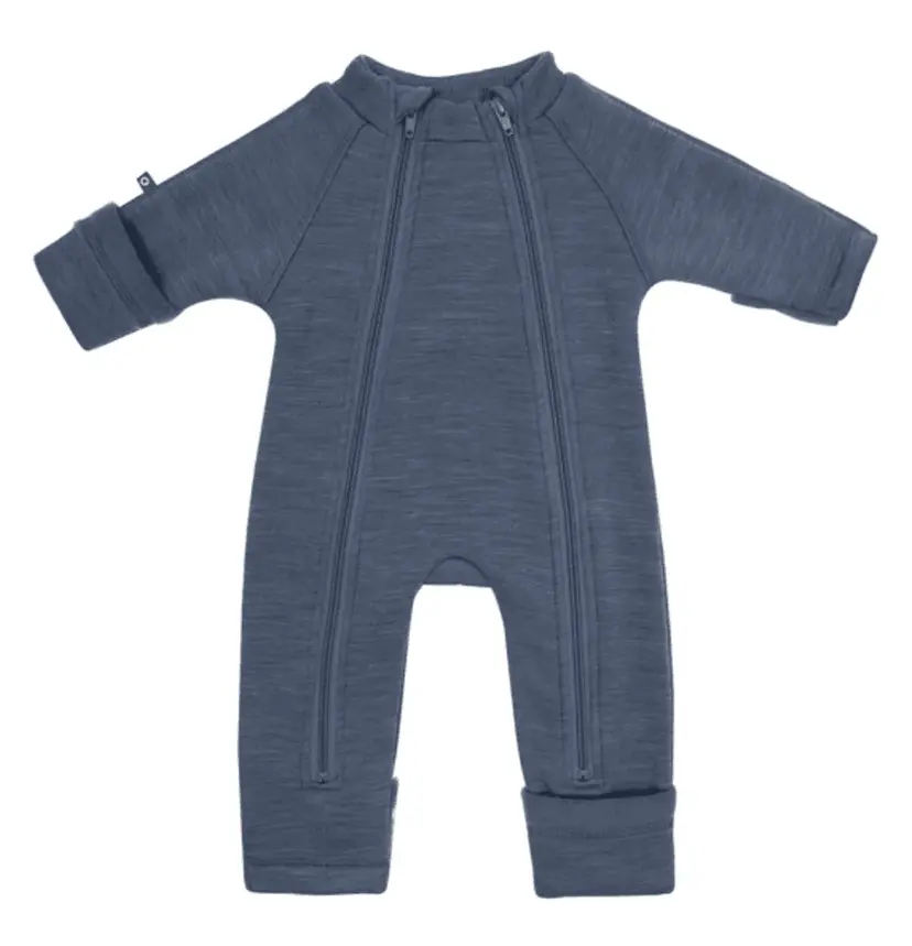 Smallstuff Smallstuff, Jumpsuit 2 zip prematur, merinoull, Denim melange