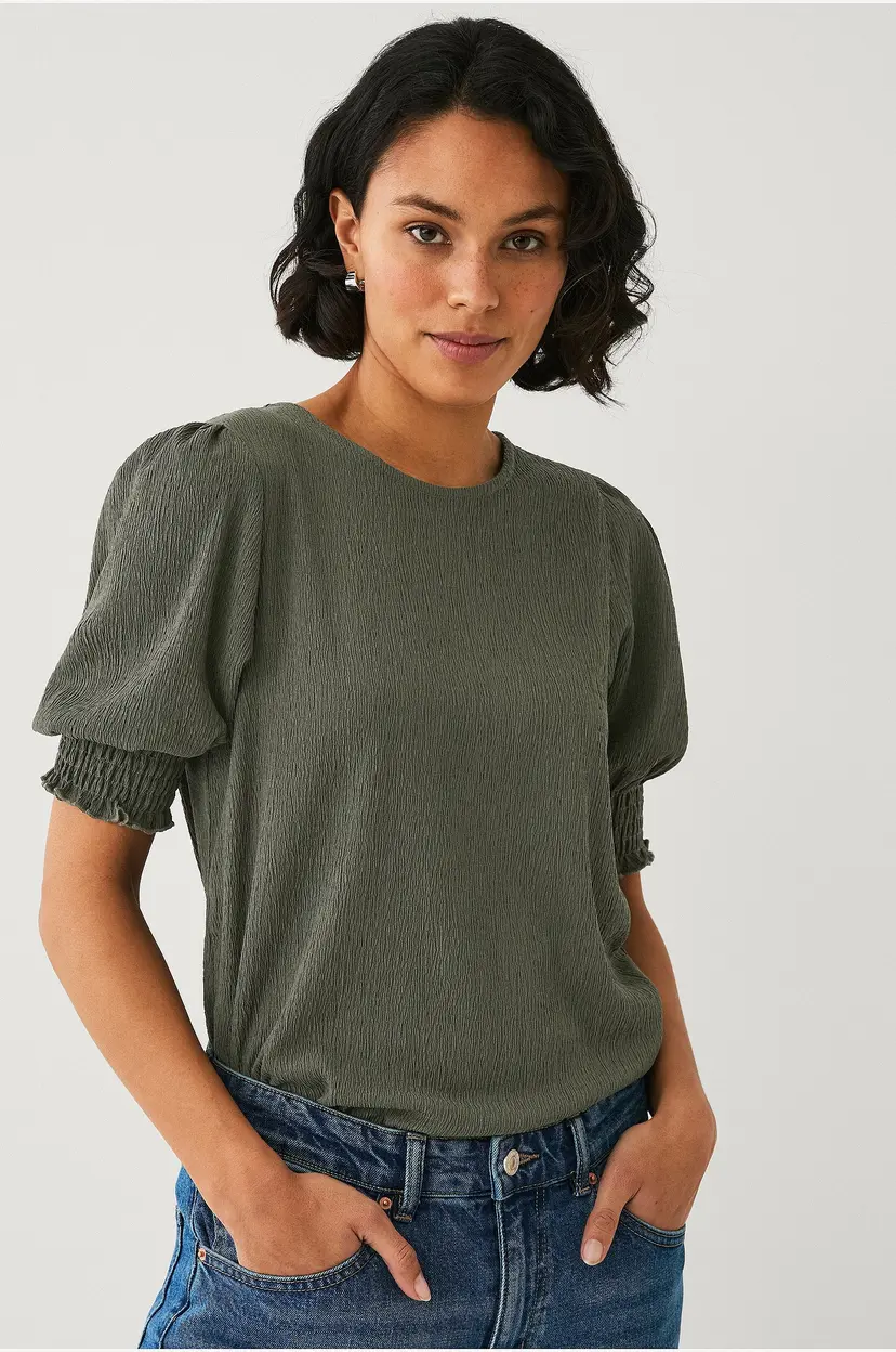 Ellos Collection Kortermet jerseybluse - Grønn