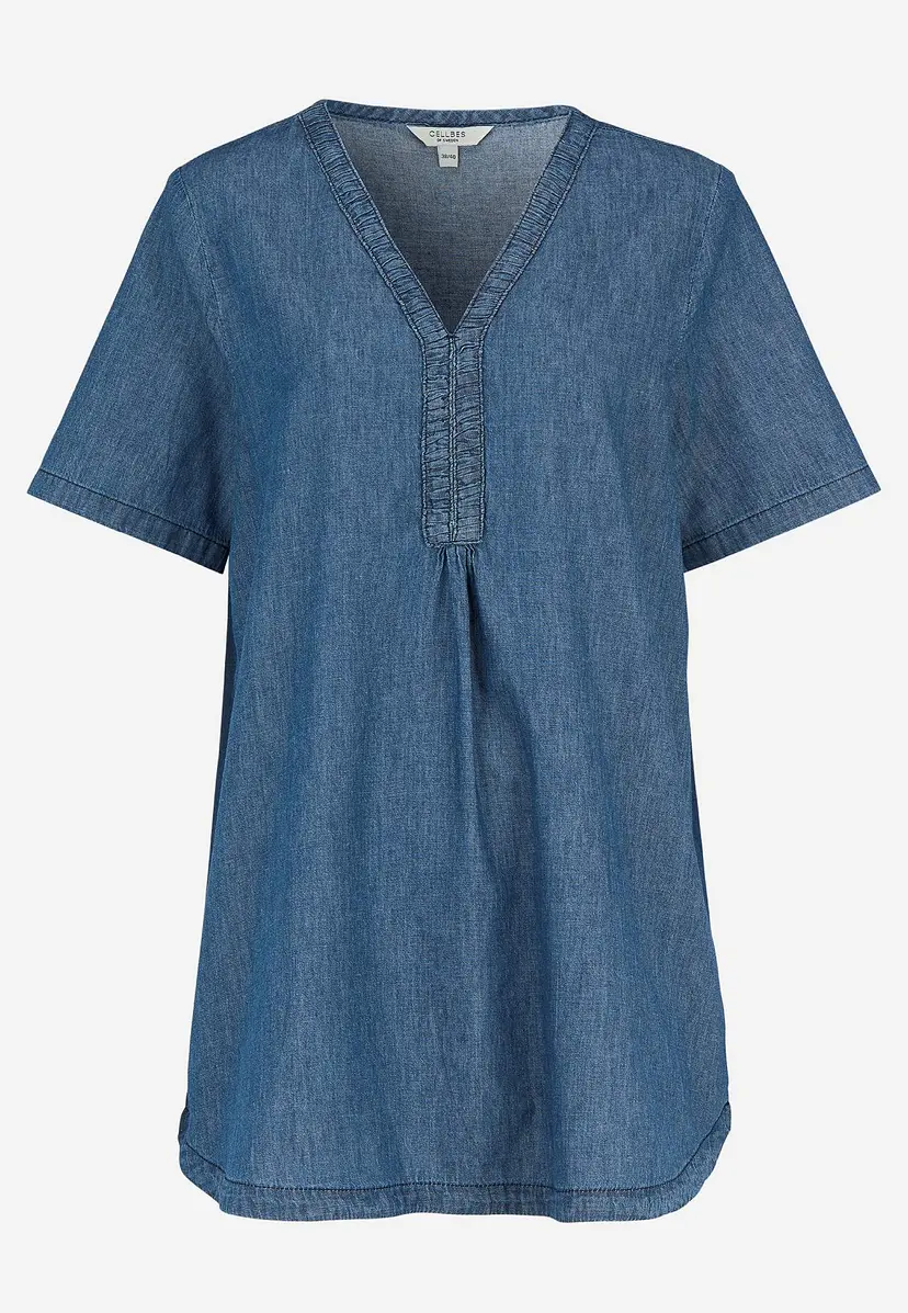 Cellbes of Sweden Denimtunika med dekorativ v-hals