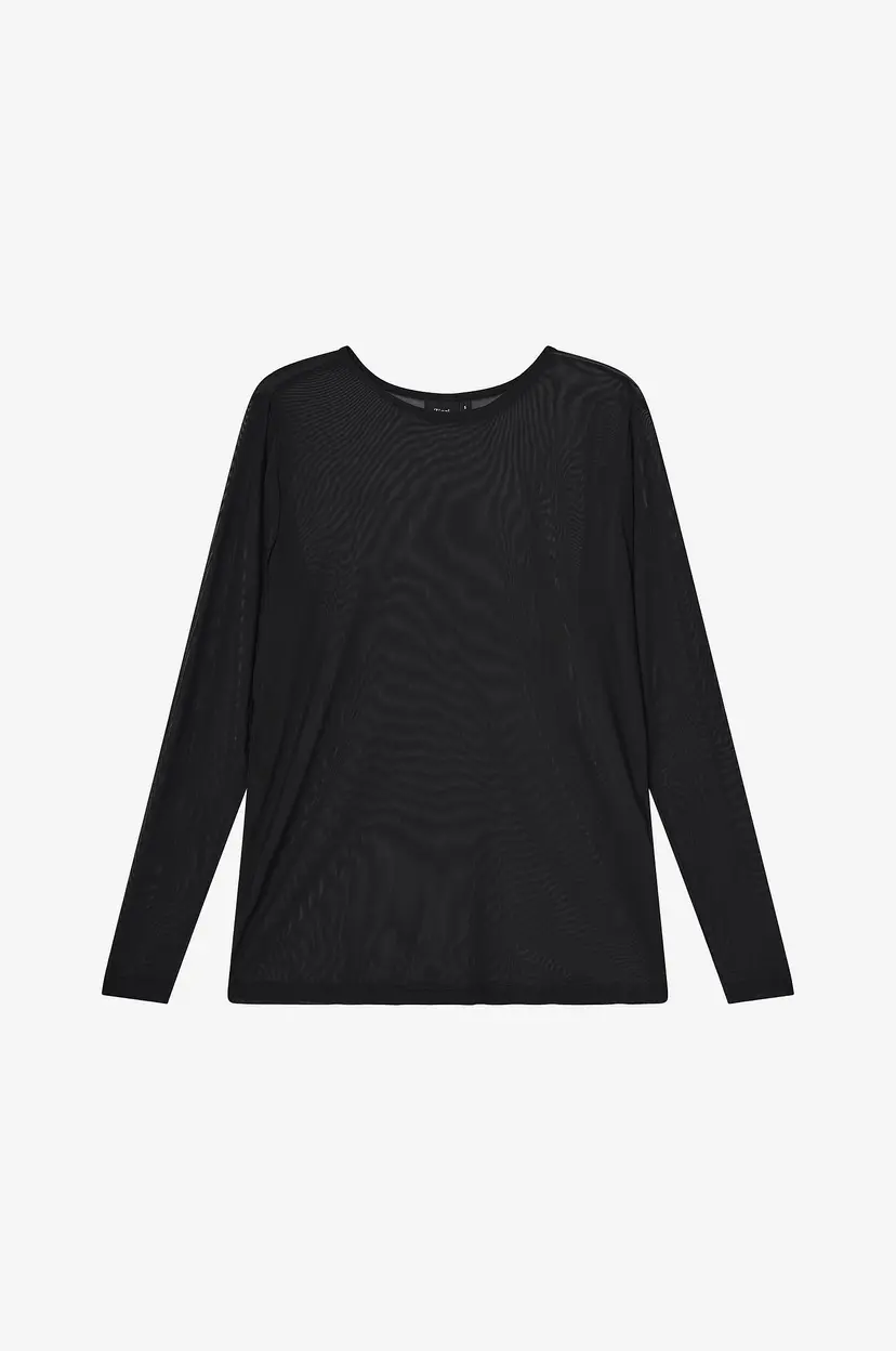 Zizzi Bluse Ebrit, L/S, Mesh Blouse - Svart