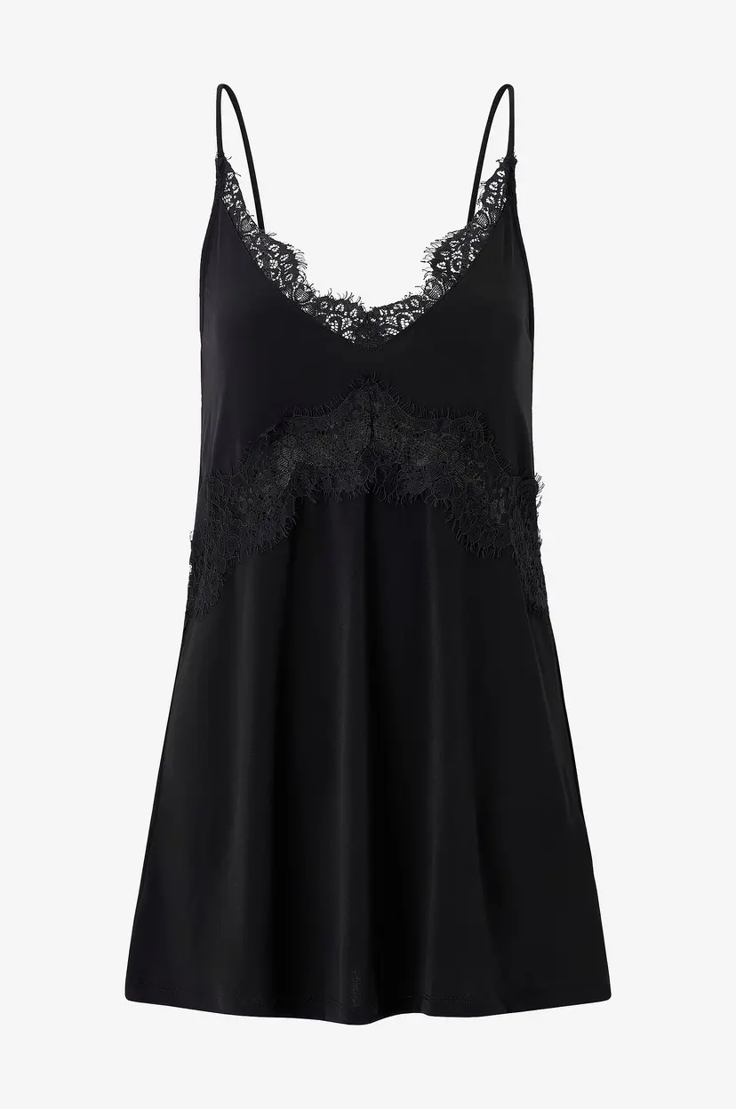Gina Tricot Undertøyssinglet Long Lace Singlet - Svart