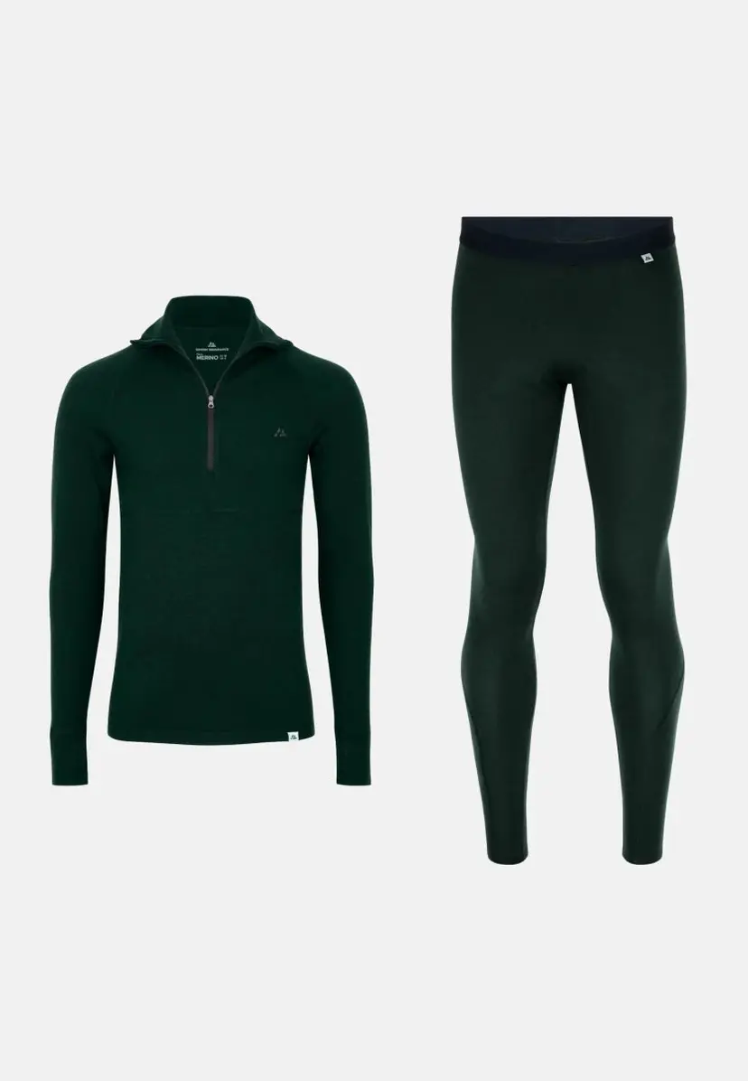 DANISH ENDURANCE DANISH ENDURANCE Merino Half-zip Skibrynje, Mørke Grøn, Størrelse M