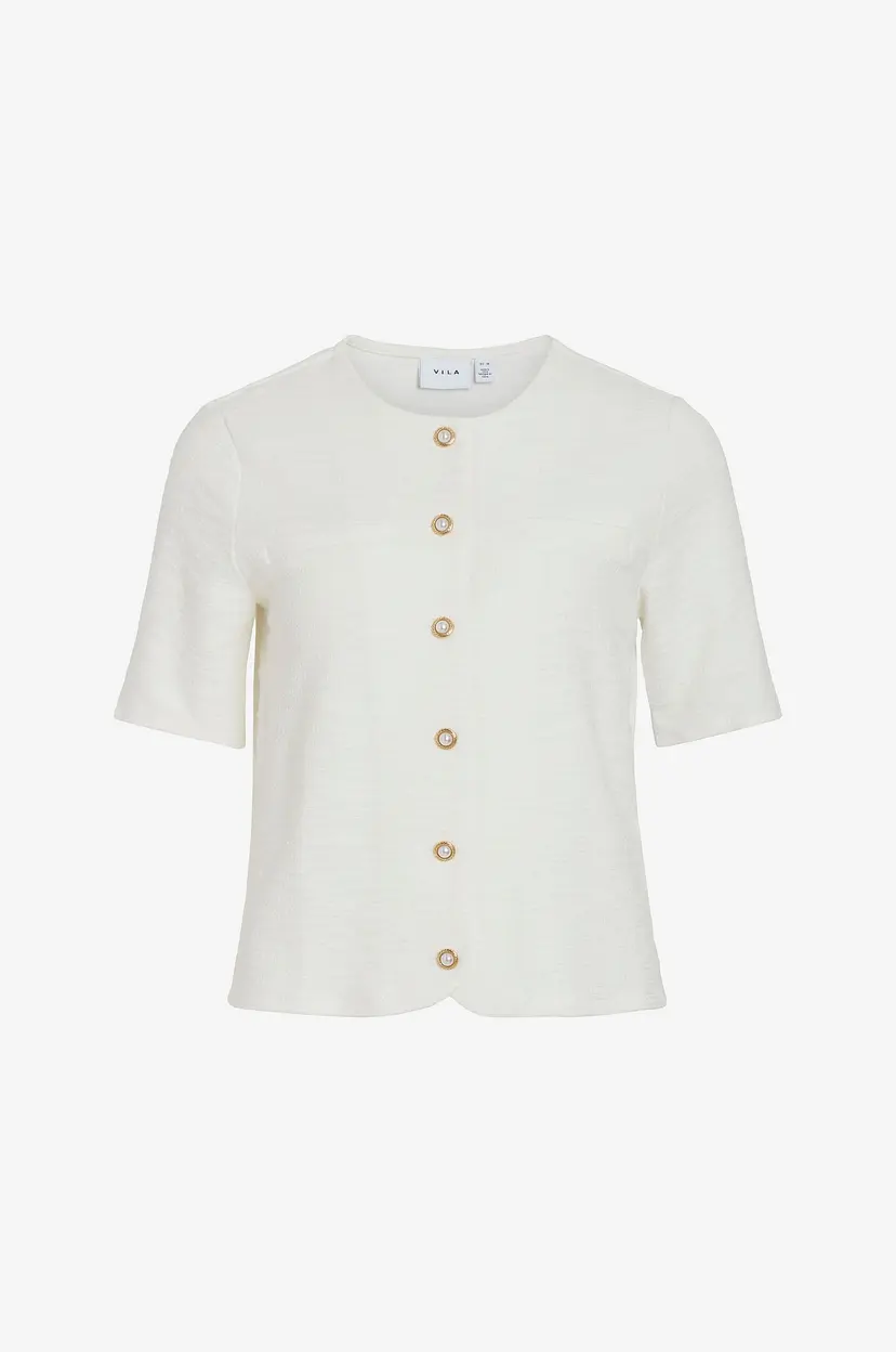 Vila Topp viAmy O-neck 2/4 Cardigan - Hvit