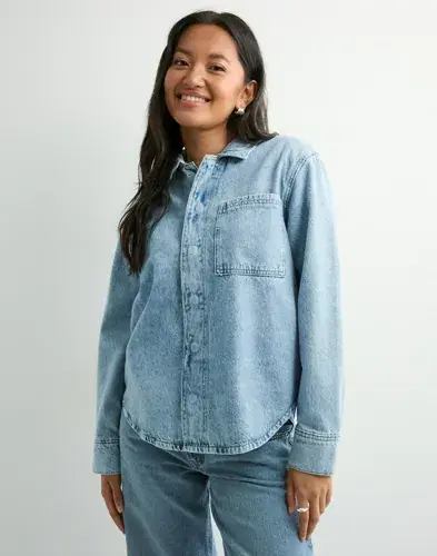 Pieces Pieces - Blå - Pcjophine Ls Denim Shirt Bc