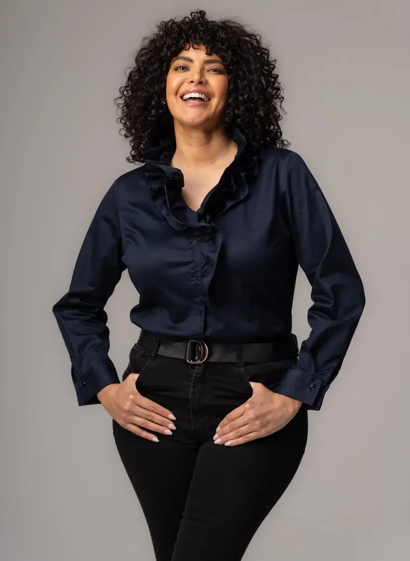 The Shirt Company WILLOW CURVE SHIRT - Navy, Cotton Sateen