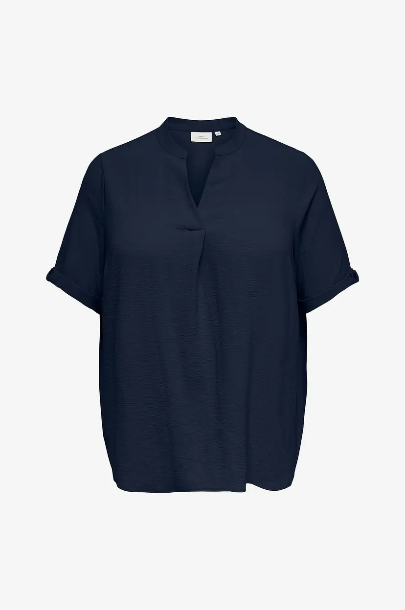 Only Carmakoma Bluse carMetta S/S V-neck - Blå