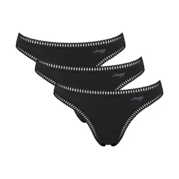 Sloggi Sloggi Truser 3P GO Crush String Svart bomull Large Dame