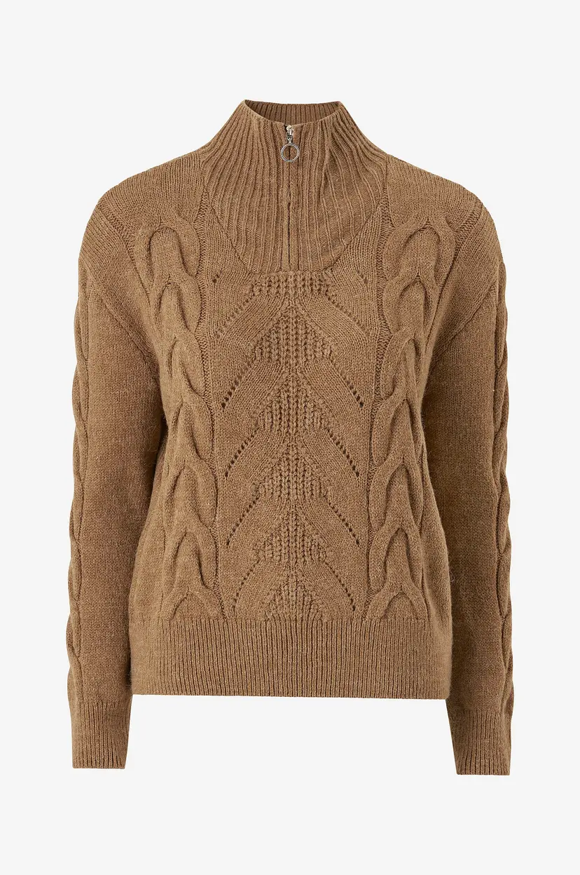 ONLY Genser onlLeise LS Zip Highneck Knt - Brun