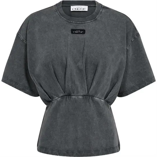 Haute L ' Amité Haute L ' Amitié - Romie Acid Pleat Tee - Black Acid Wash