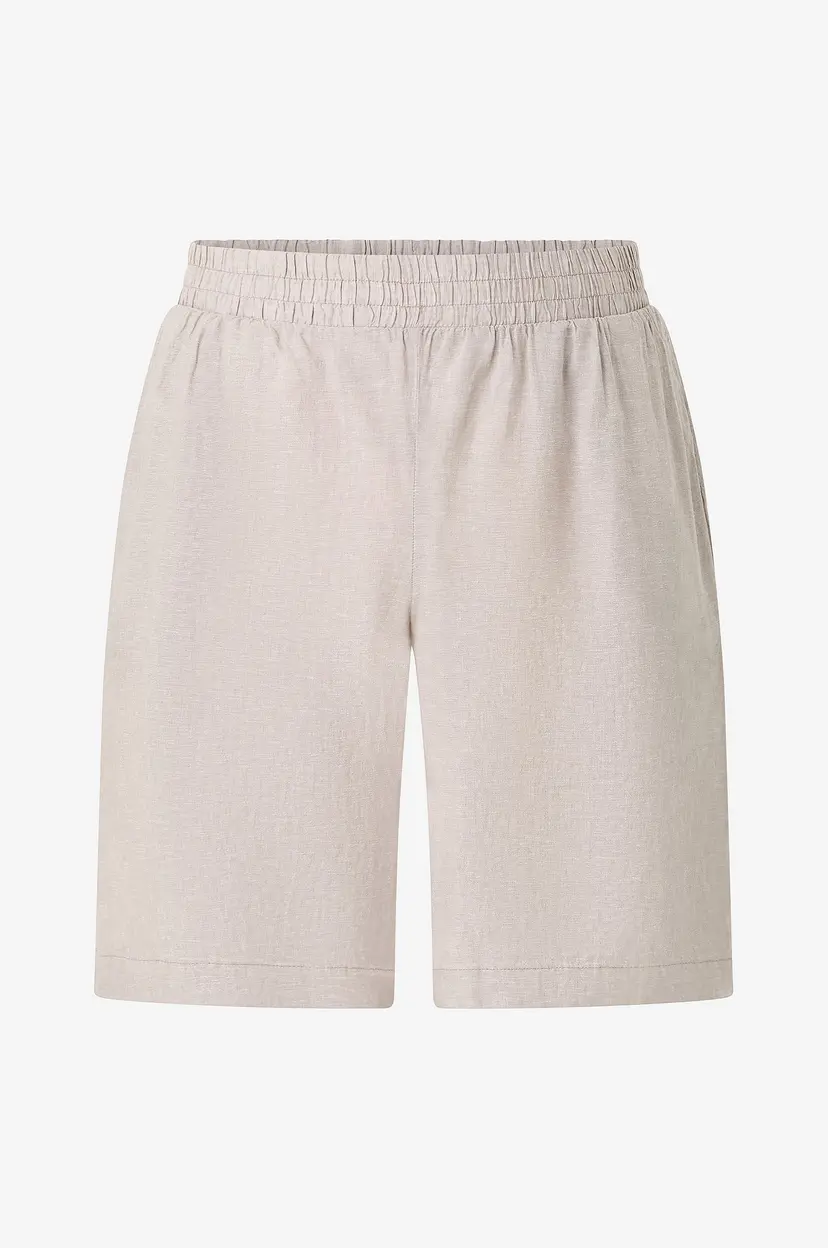 Zizzi Shorts i lin vLina Smock - Brun