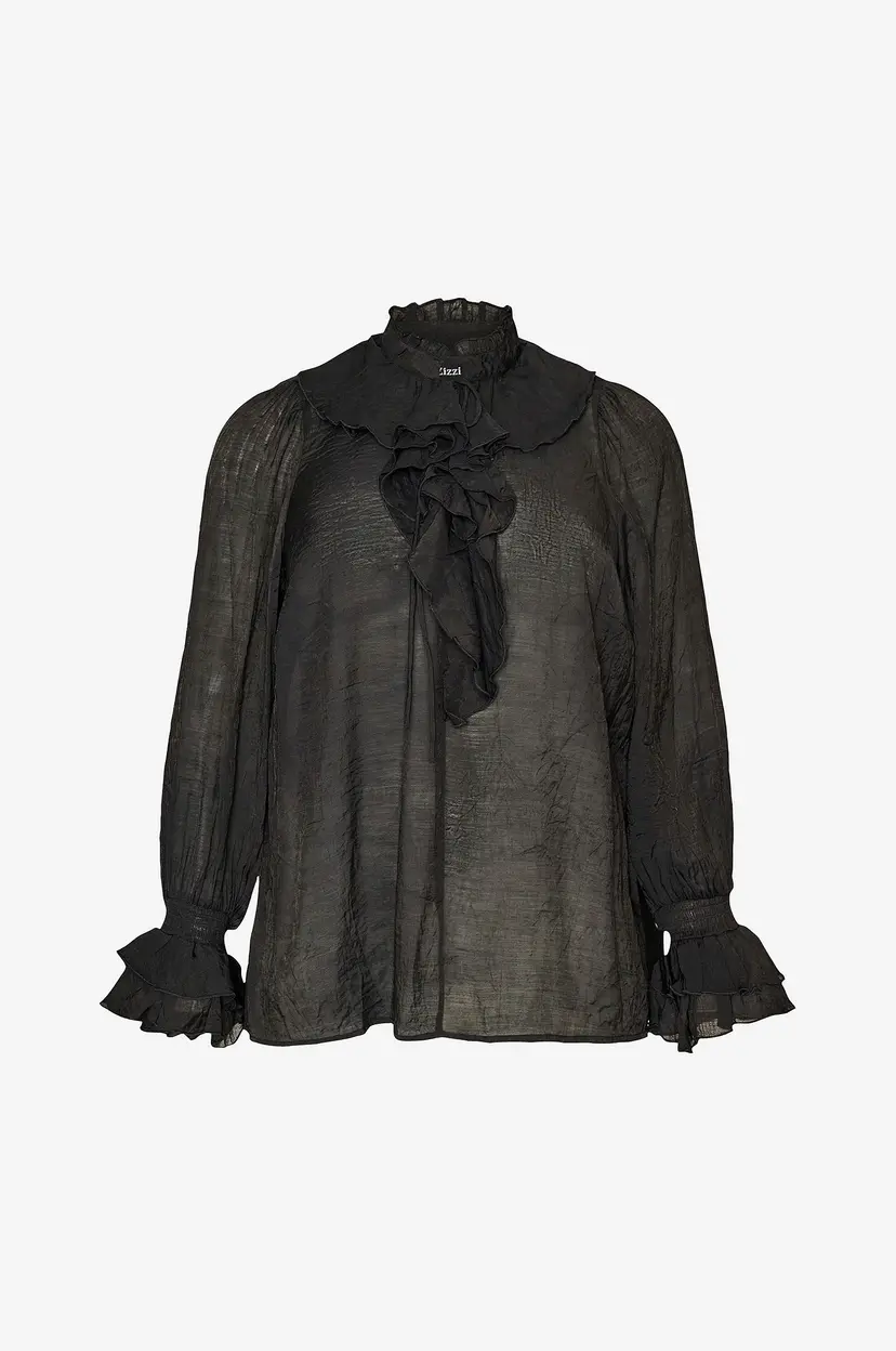 Zizzi Bluse Mifu, L/S, Blouse - Svart