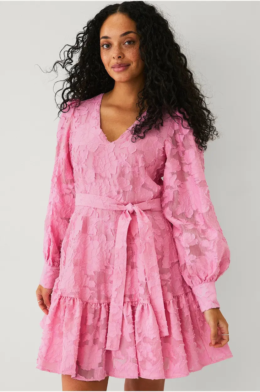 Selected Women Kjole slfCalli-Sadie LS Short V-neck Dress - Rosa