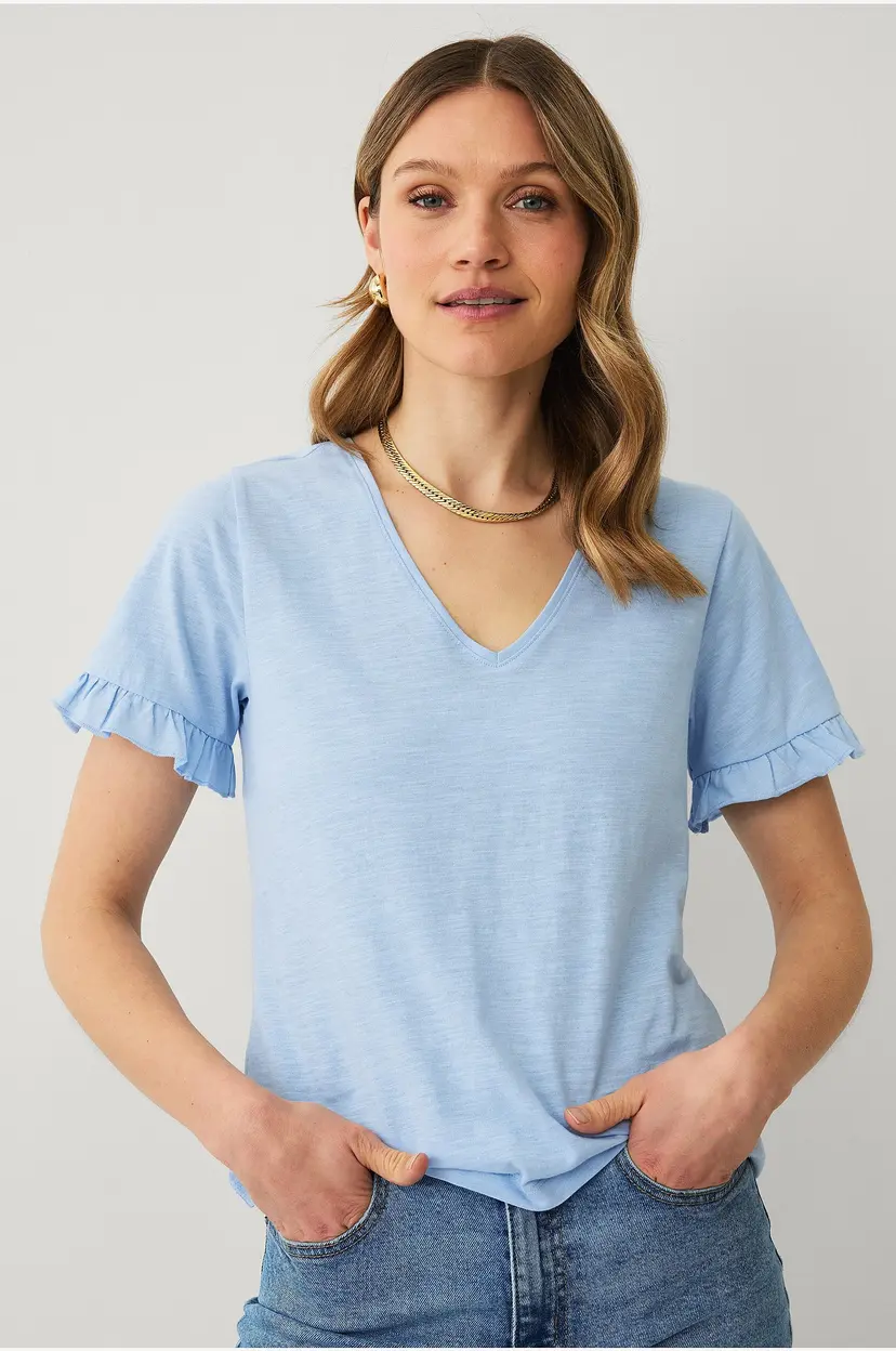 Ellos Collection Topp med volangermet - Blå